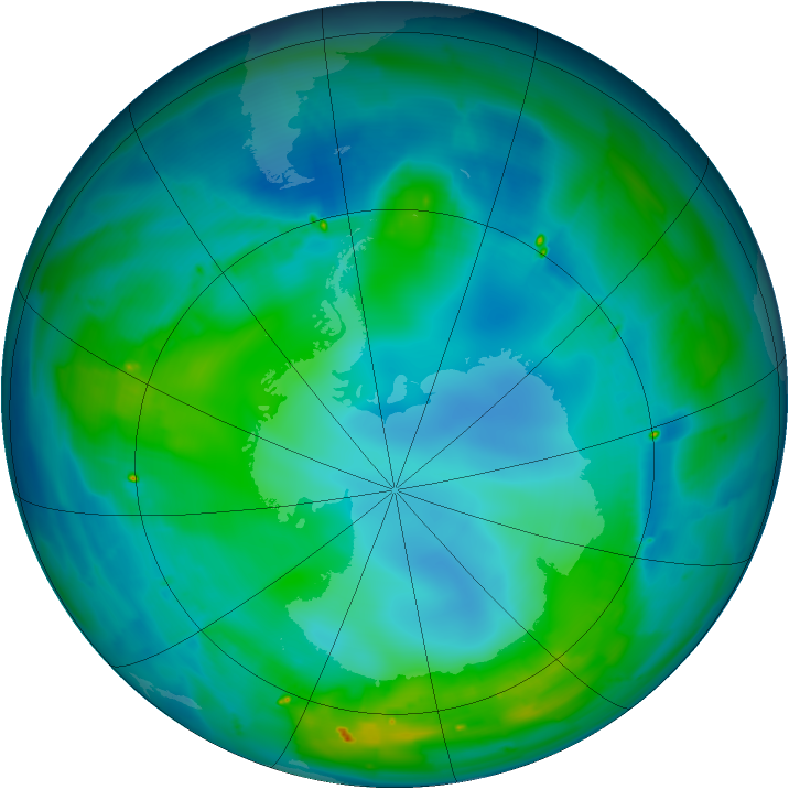 Antarctic ozone map for 07 May 2010